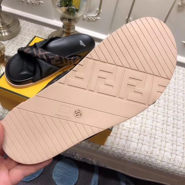 Fendi FF Monogram Strap Black Slippers 4