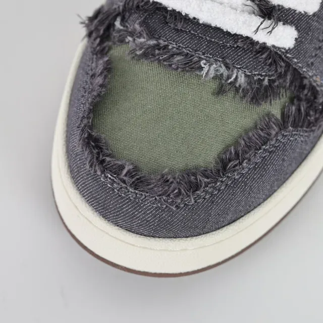 Fendi FF Sneaker Gray Olive Denim Frayed Lifestyle Sneakers 5