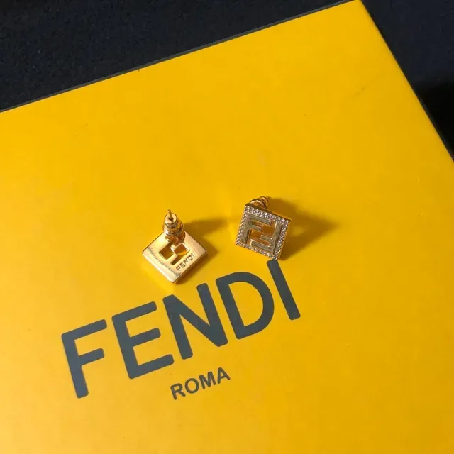 Fendi FF Square Pavé Stud Earrings 3