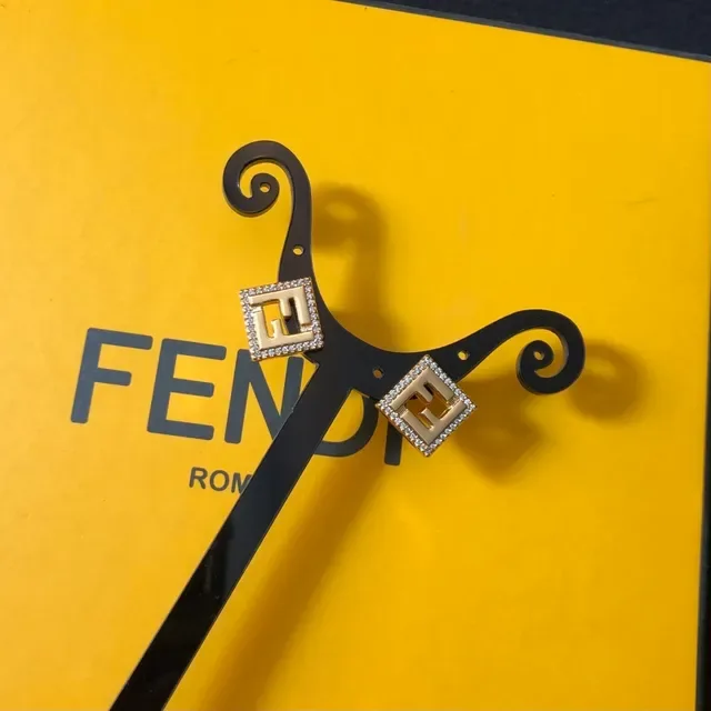 Fendi FF Square Pavé Stud Earrings 4