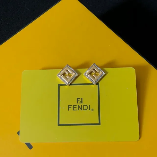 Fendi FF Square Pavé Stud Earrings 5