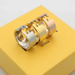 Fendi FF Triple Stack Ring Set Silver Gold Rose Gold Rings
