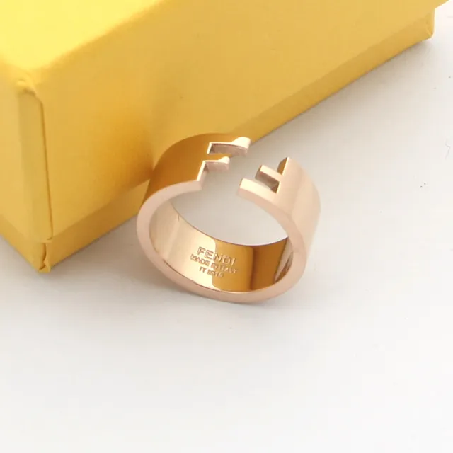 Fendi FF Triple Stack Ring Set Silver Gold Rose Gold Rings 2
