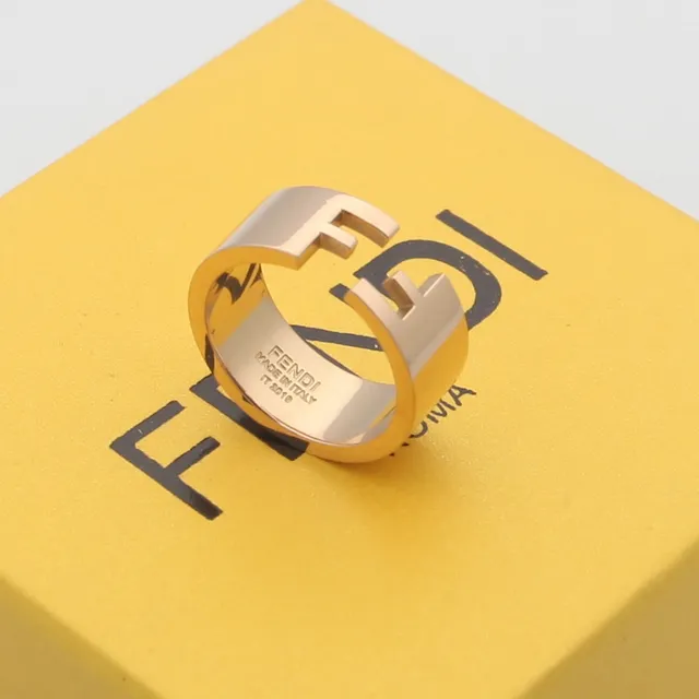 Fendi FF Triple Stack Ring Set Silver Gold Rose Gold Rings 3