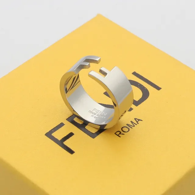 Fendi FF Triple Stack Ring Set Silver Gold Rose Gold Rings 4