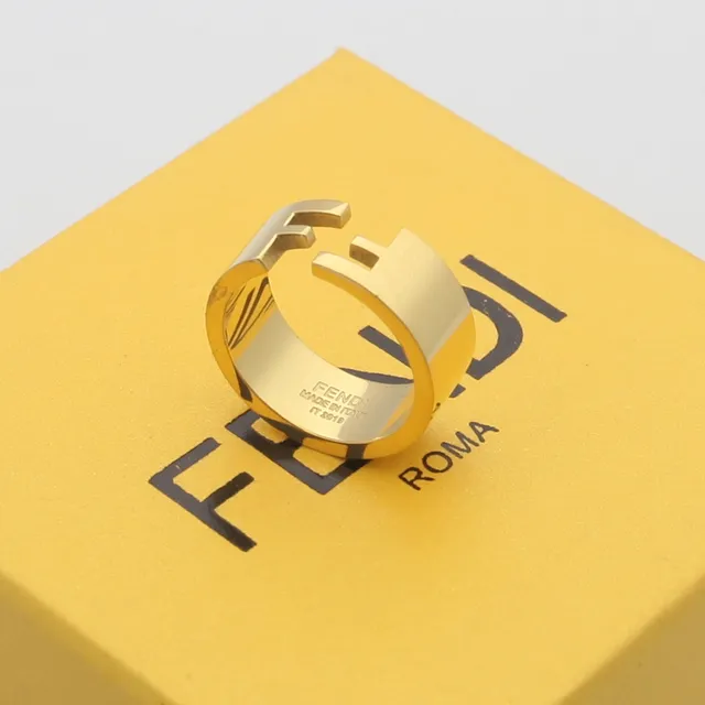 Fendi FF Triple Stack Ring Set Silver Gold Rose Gold Rings 5
