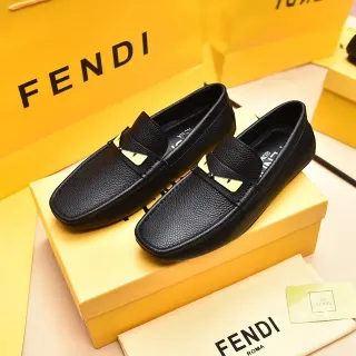 Fendi Monster Black Gold Pebbled Leather Slip-On Loafer