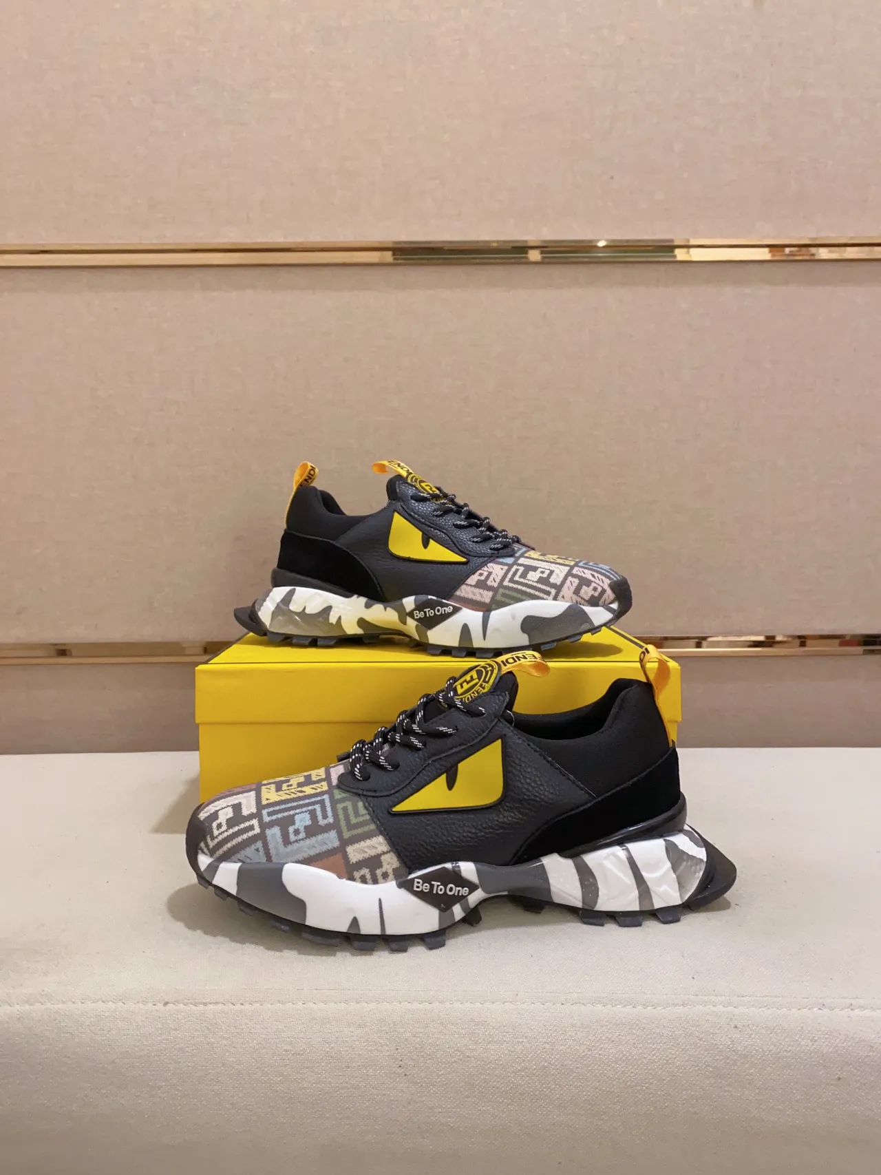 Fendi Monster Eye Runner Multicolor Geometric Print Chunky Sneaker 4