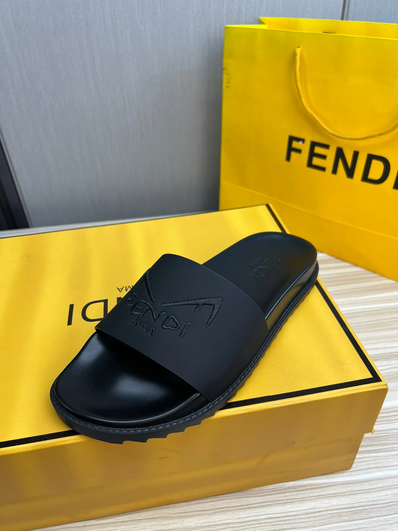 Fendi Slide Black Molded Rubber Slipper 2