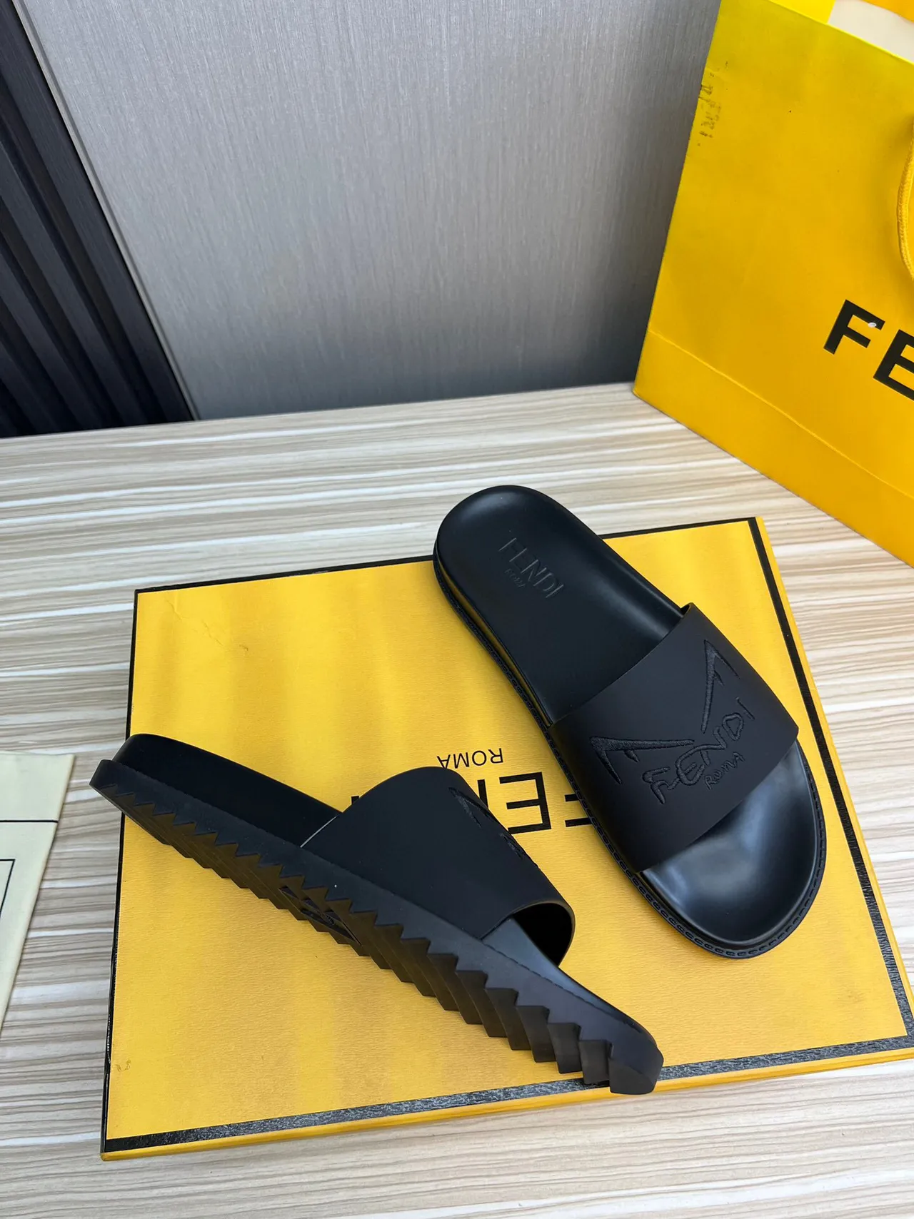 Fendi Slide Black Molded Rubber Slipper 4