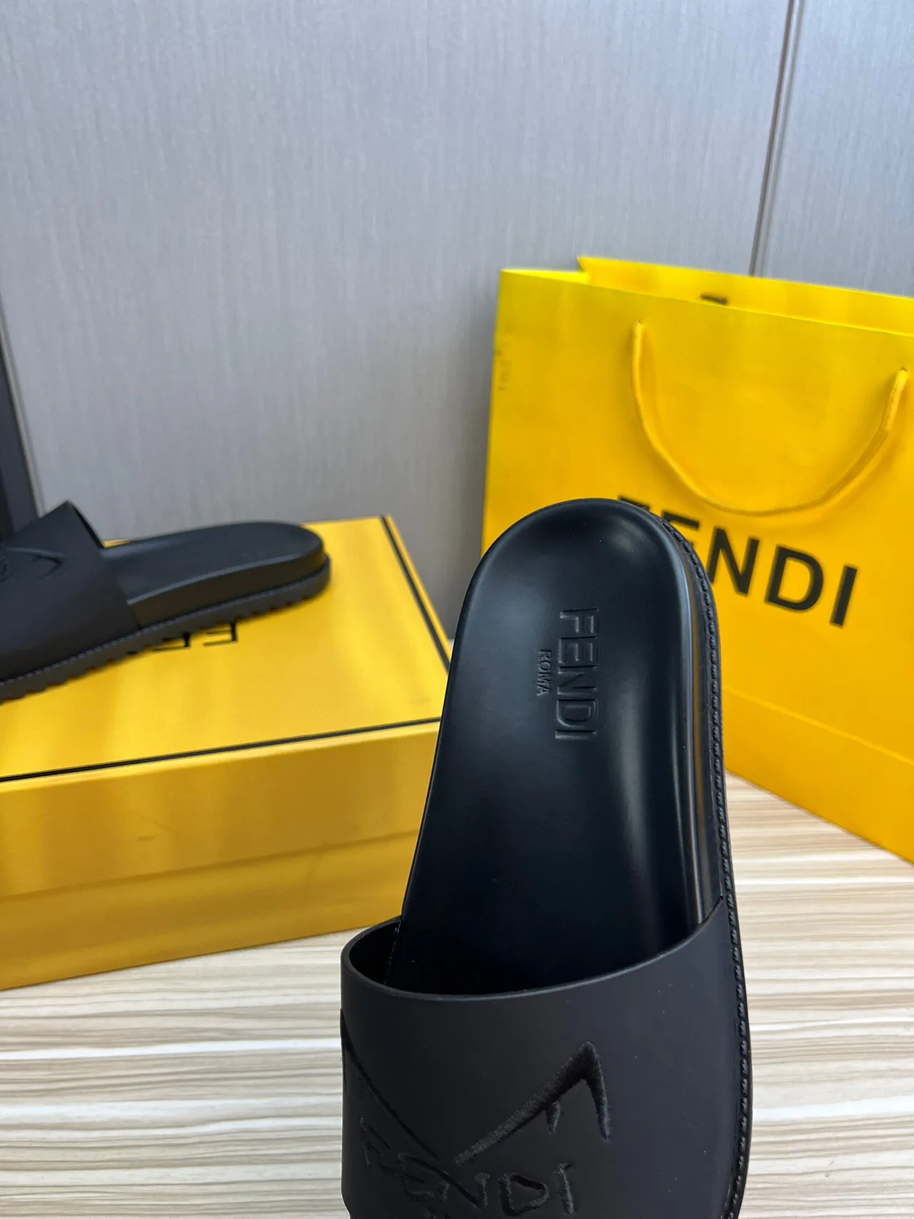 Fendi Slide Black Molded Rubber Slipper 6