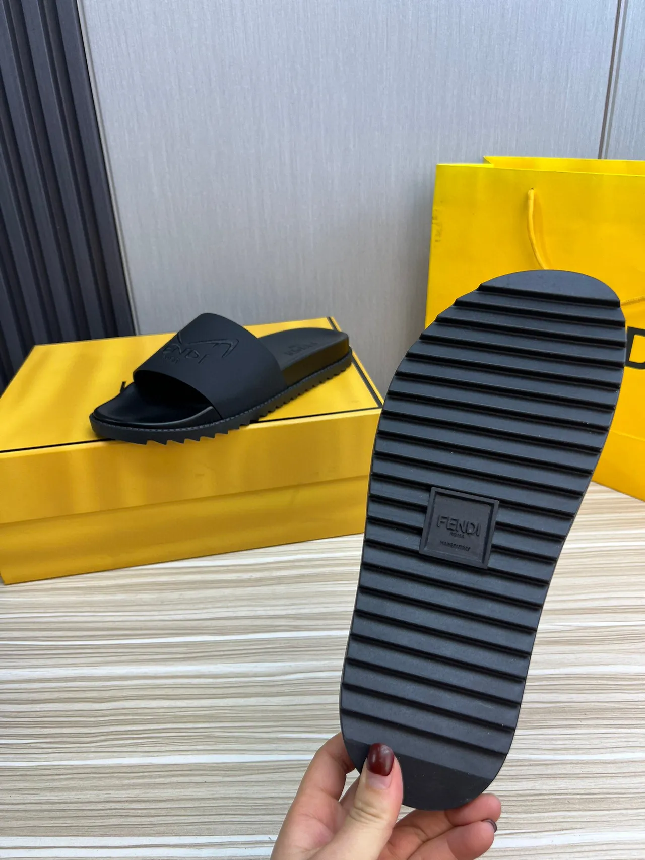 Fendi Slide Black Molded Rubber Slipper 7