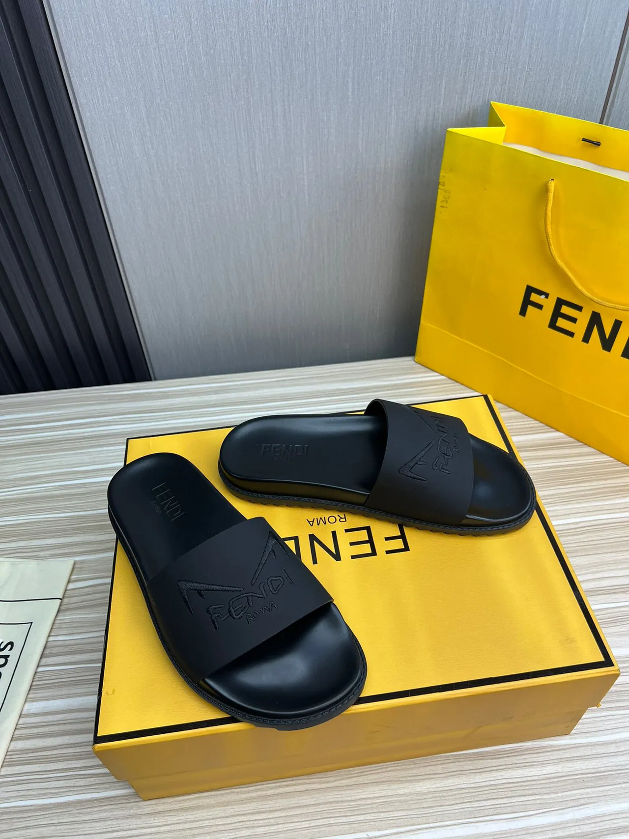 Fendi Slide Black Molded Rubber Slipper 8