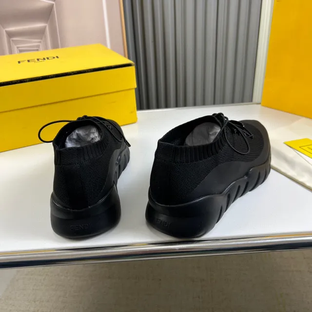 Fendi Speed Trainer Tênis chunky preto de malha com ajuste de meia 6