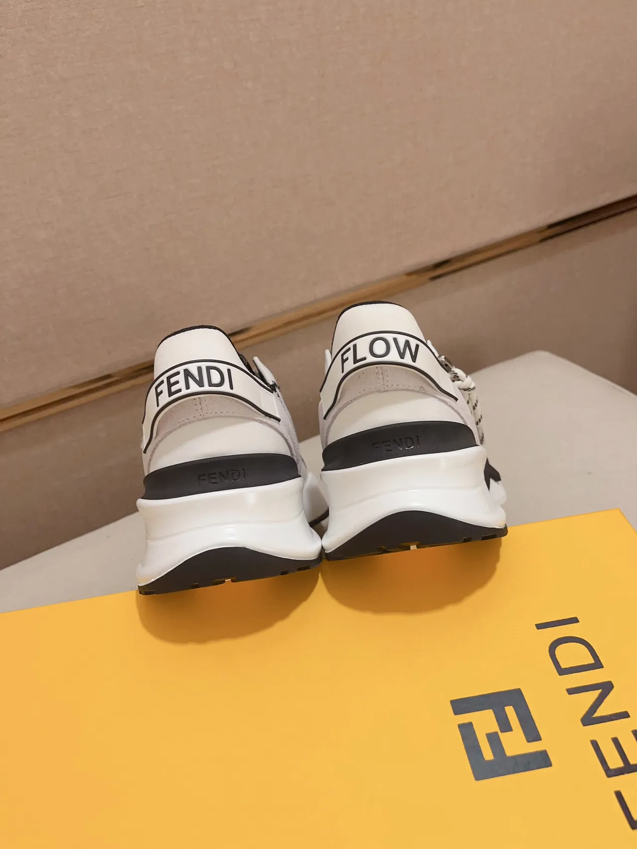 Fendi White Black Asymmetrical Strap Zigzag Stitching Chunky Sneakers 8