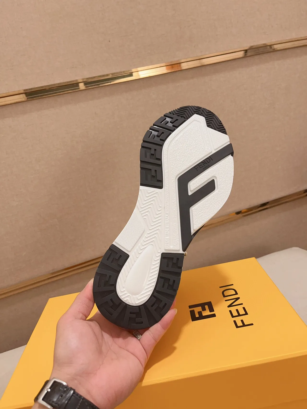 Fendi White Black Asymmetrical Strap Zigzag Stitching Chunky Sneakers 9