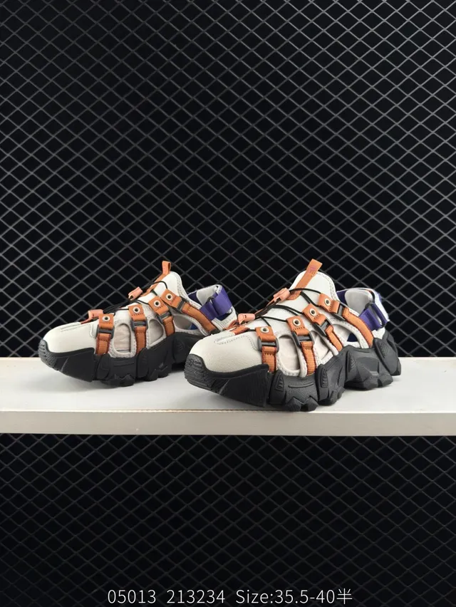 Fila Fusion Bianco San White Black Orange Purple Casual Sandals 6
