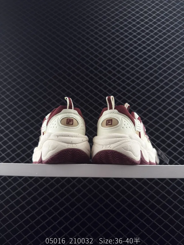 Fila PEASE Beige Burgundy Flame-Shaped Overlay Chunky Sneakers 3