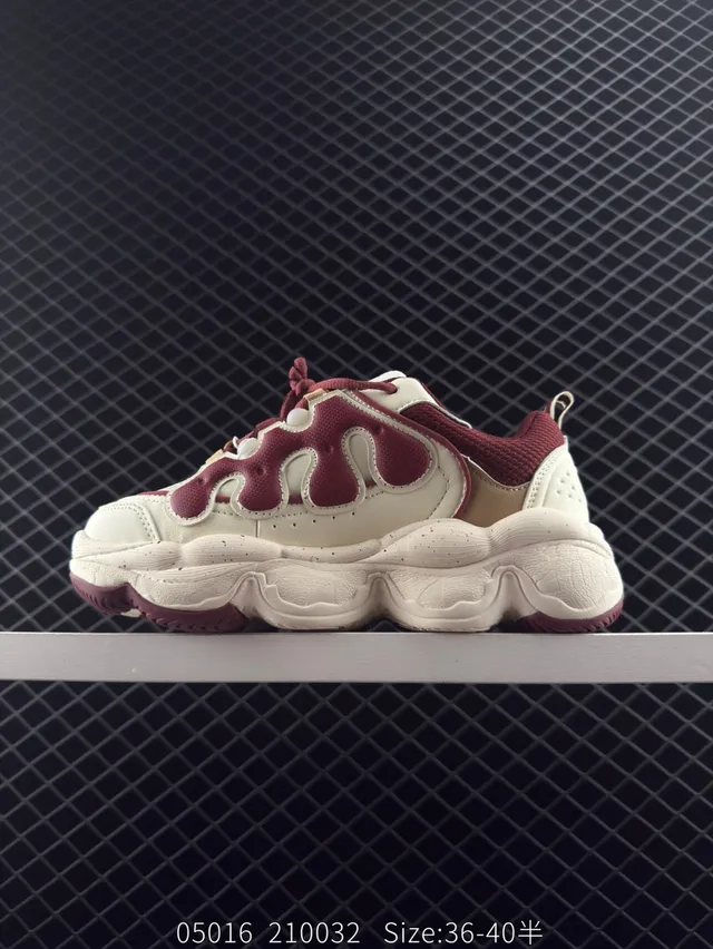 Fila PEASE Beige Burgundy Flame-Shaped Overlay Chunky Sneakers 5