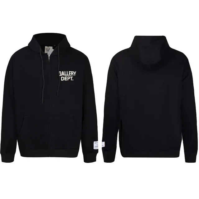 Gallery Dept Zip-Up Gray Black Hooded Hoodie 9