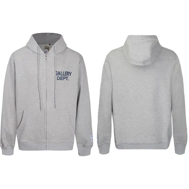 Gallery Dept Zip-Up Gray Black Hooded Hoodie 10