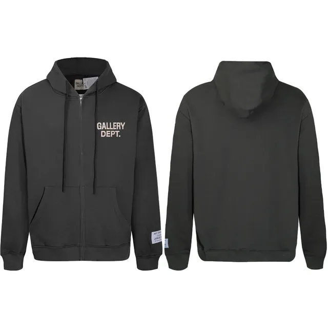 Gallery Dept Zip-Up Gray Black Hooded Hoodie 11