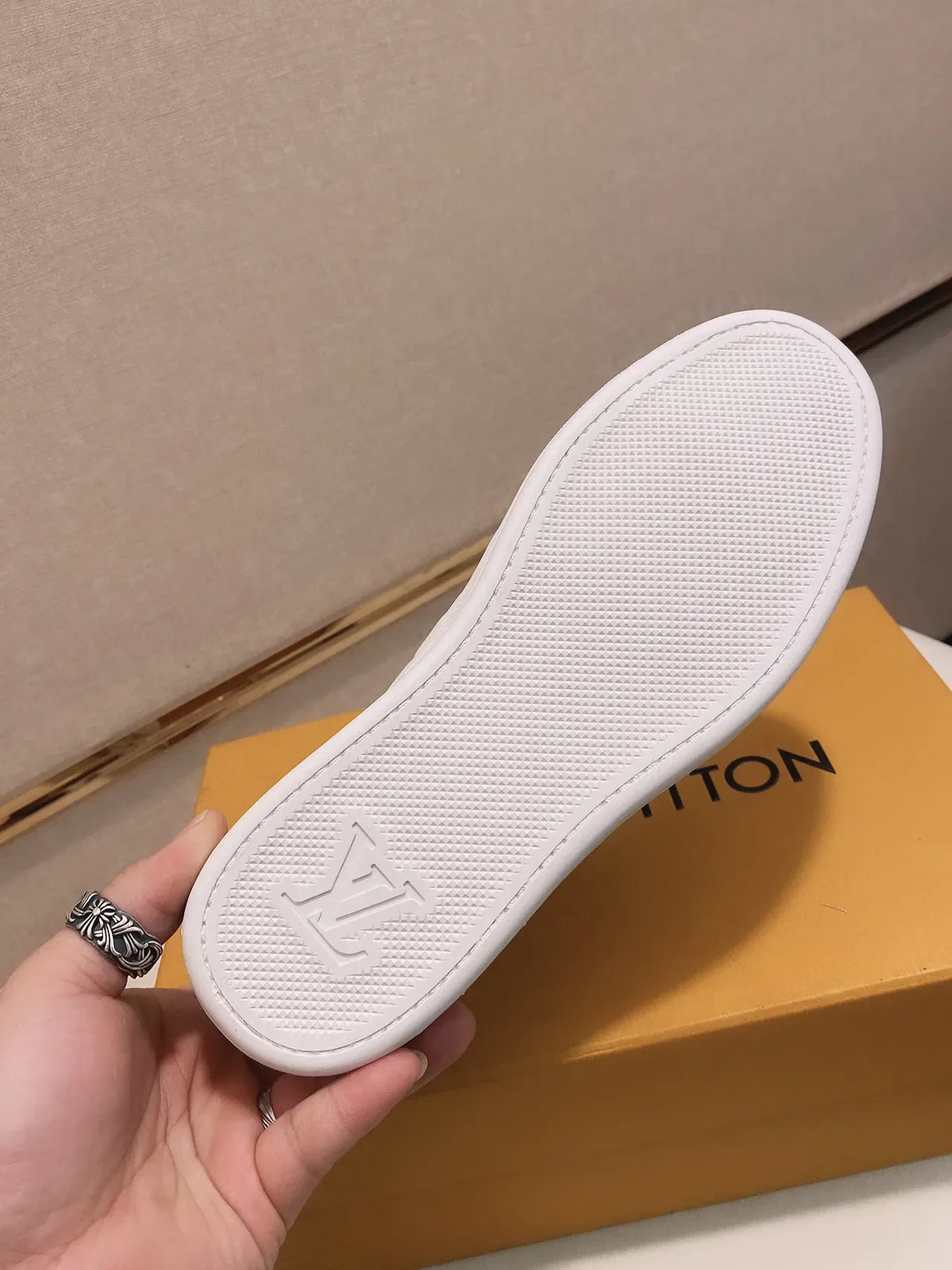 All-White Checkerboard-Panel Lifestyle Sneaker 2