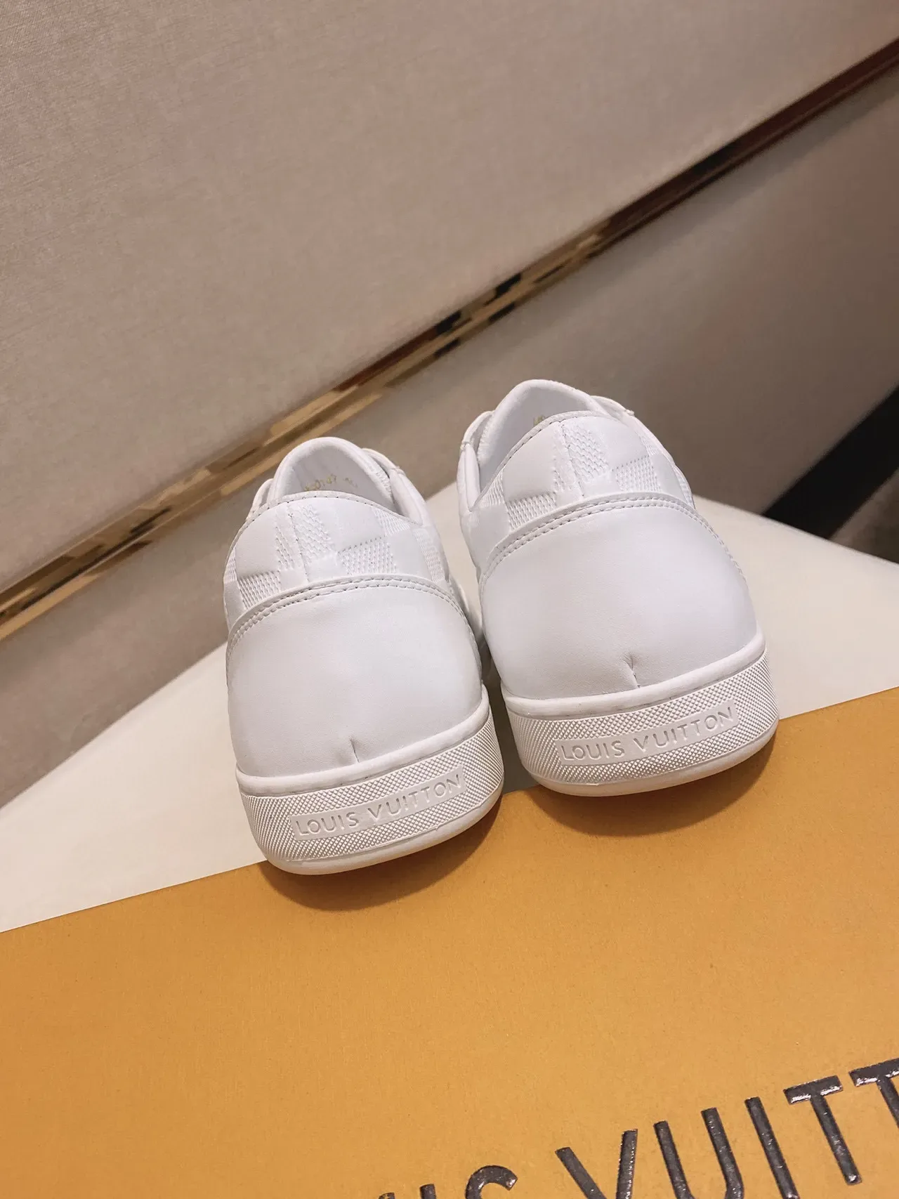 All-White Checkerboard-Panel Lifestyle Sneaker 3