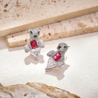 Animal-Shaped Pavé Gemstone Stud Earrings