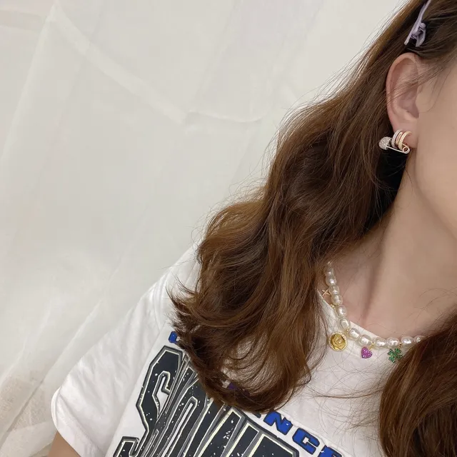 APM Monaco Safety Pin Pavé Crystal Dome Earrings 3