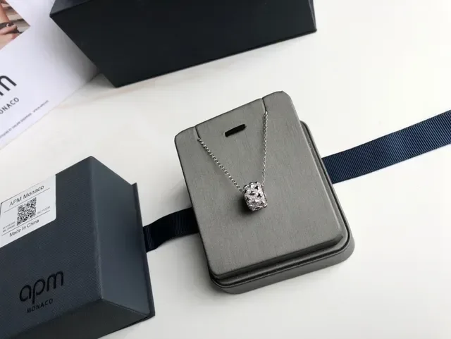 apm MONACO Silver-Tone Pavé Crystal Barrel Charm Necklace 4