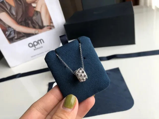 apm MONACO Silver-Tone Pavé Crystal Barrel Charm Necklace 5