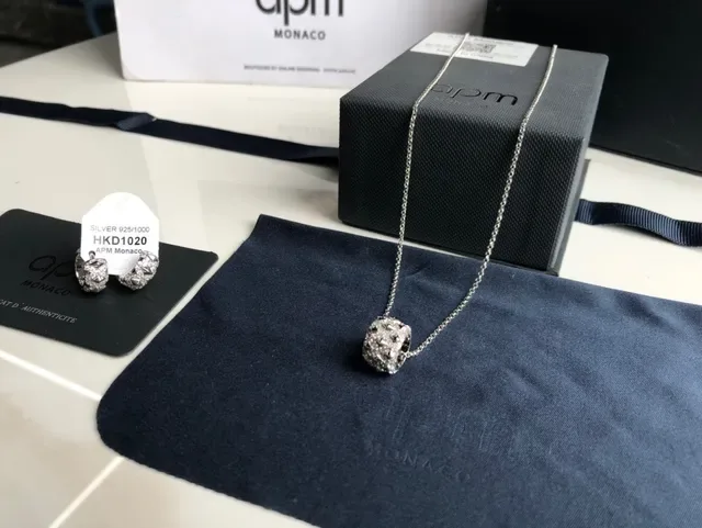 apm MONACO Silver-Tone Pavé Crystal Barrel Charm Necklace 7