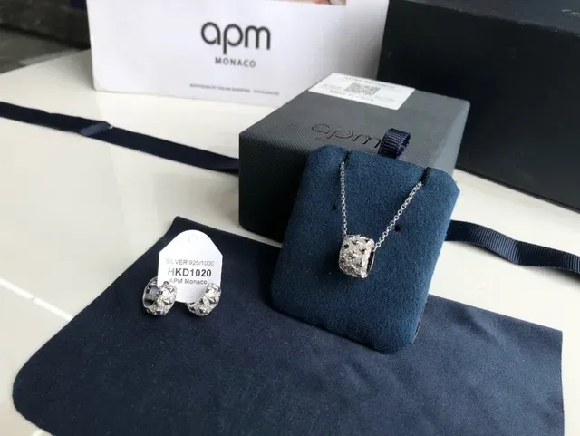 apm MONACO Silver-Tone Pavé Crystal Barrel Charm Necklace 8