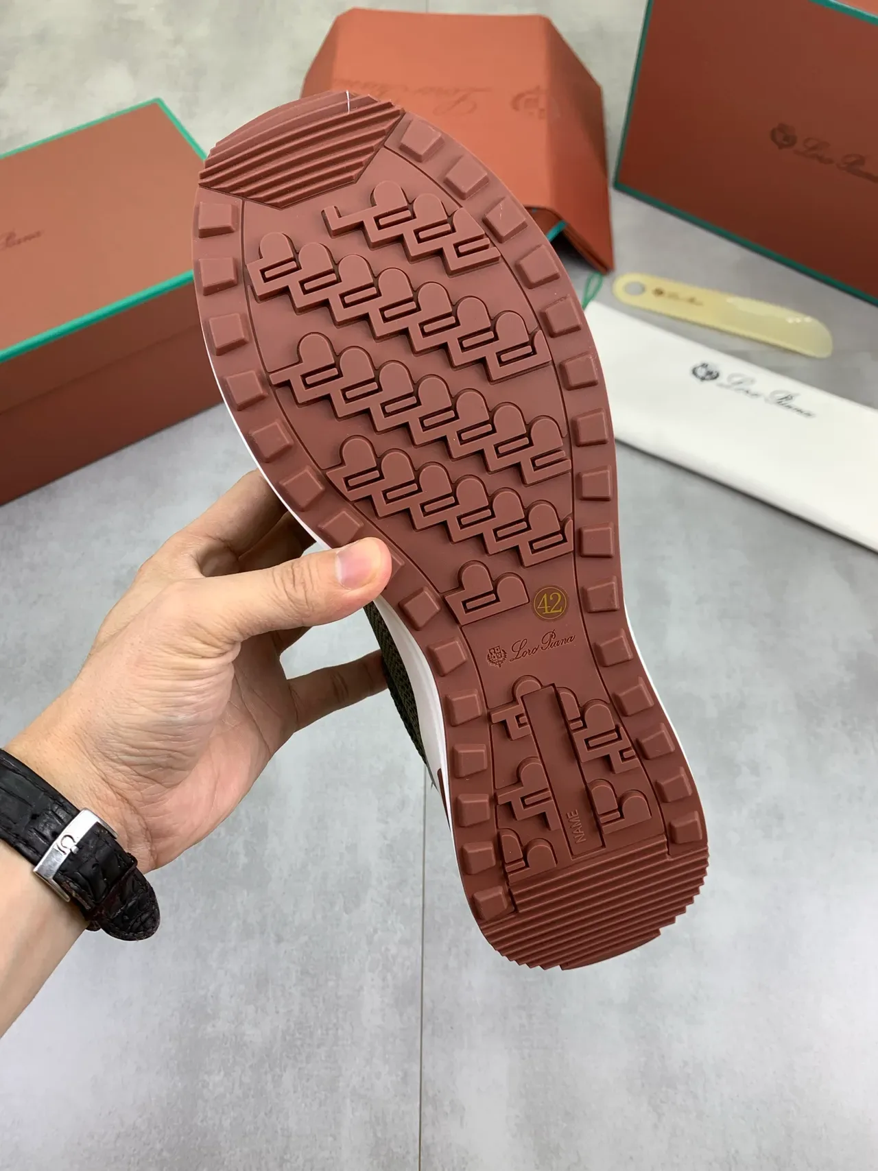 Army Green Brown Knit Upper Low-Top Sneakers 4