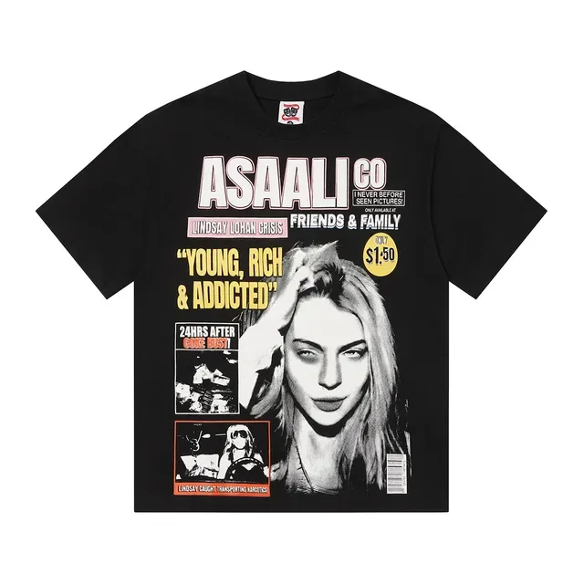 ASAWLI CO Young Rich & Addicted Graphic Print Black T-Shirt 3