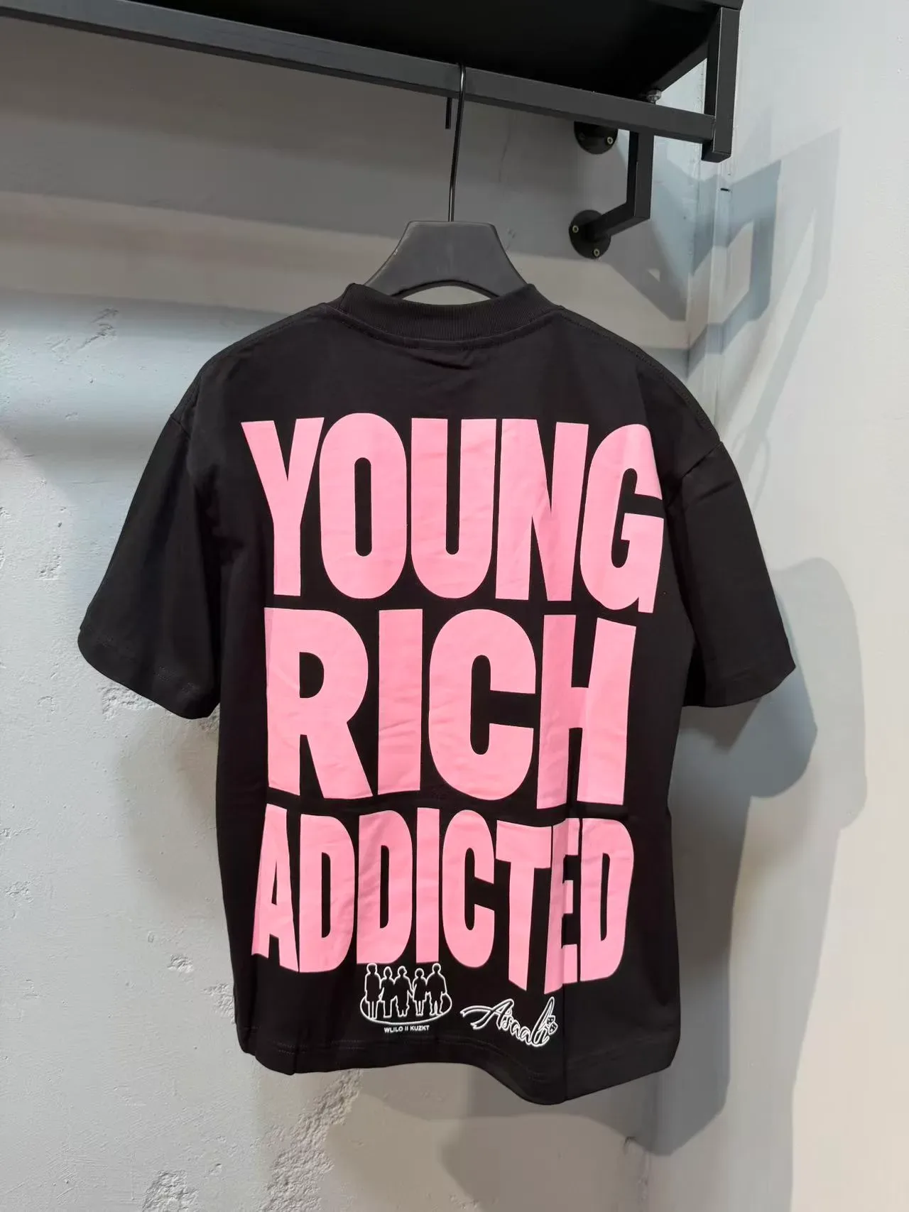ASAWLI CO Young Rich & Addicted Graphic Print Black T-Shirt 6