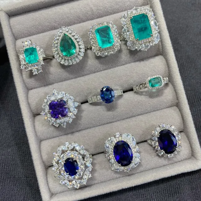 Assorted Halo-Set Gemstone and Diamond Rings 3