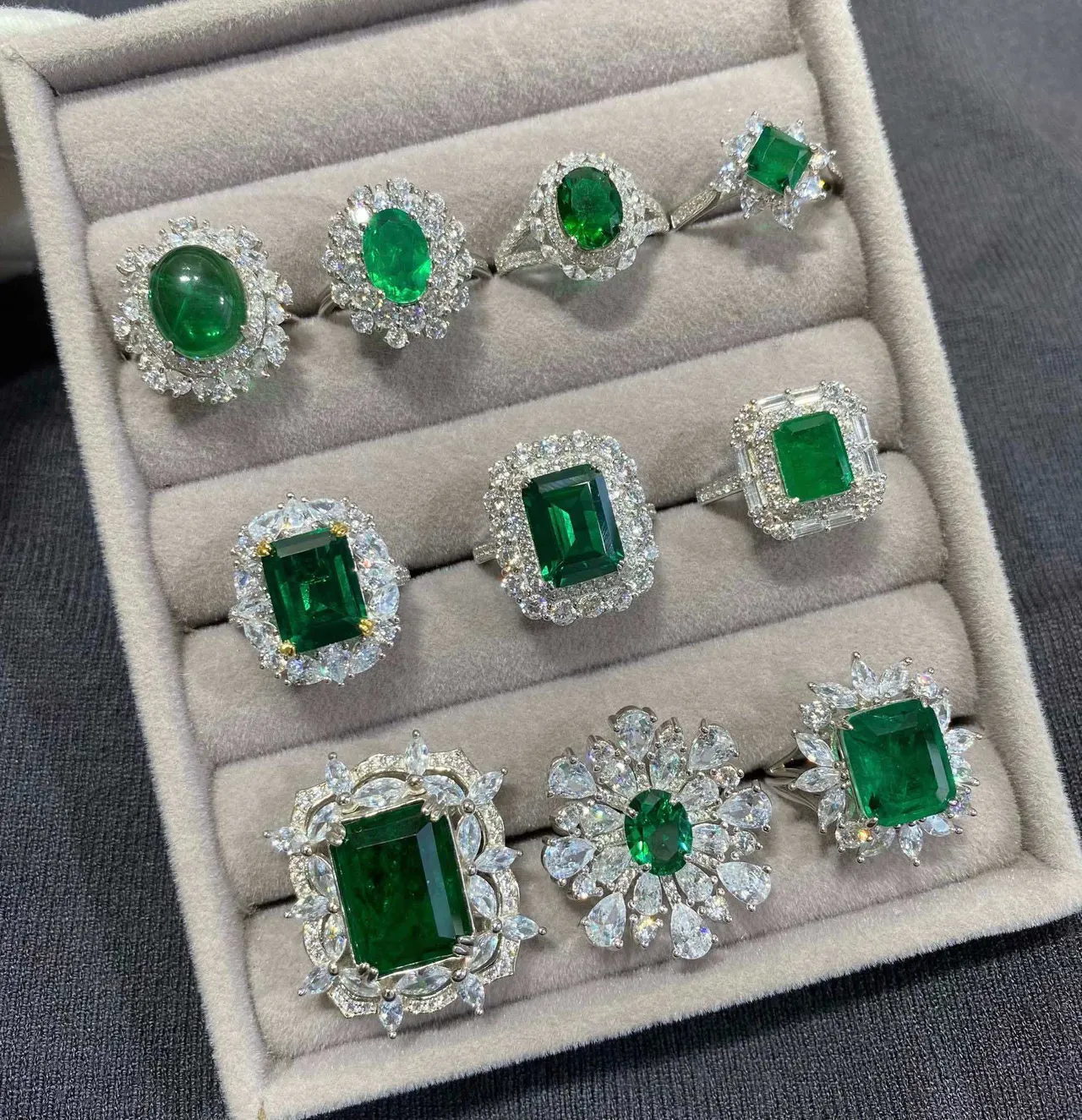 Assorted Halo-Set Gemstone and Diamond Rings 4