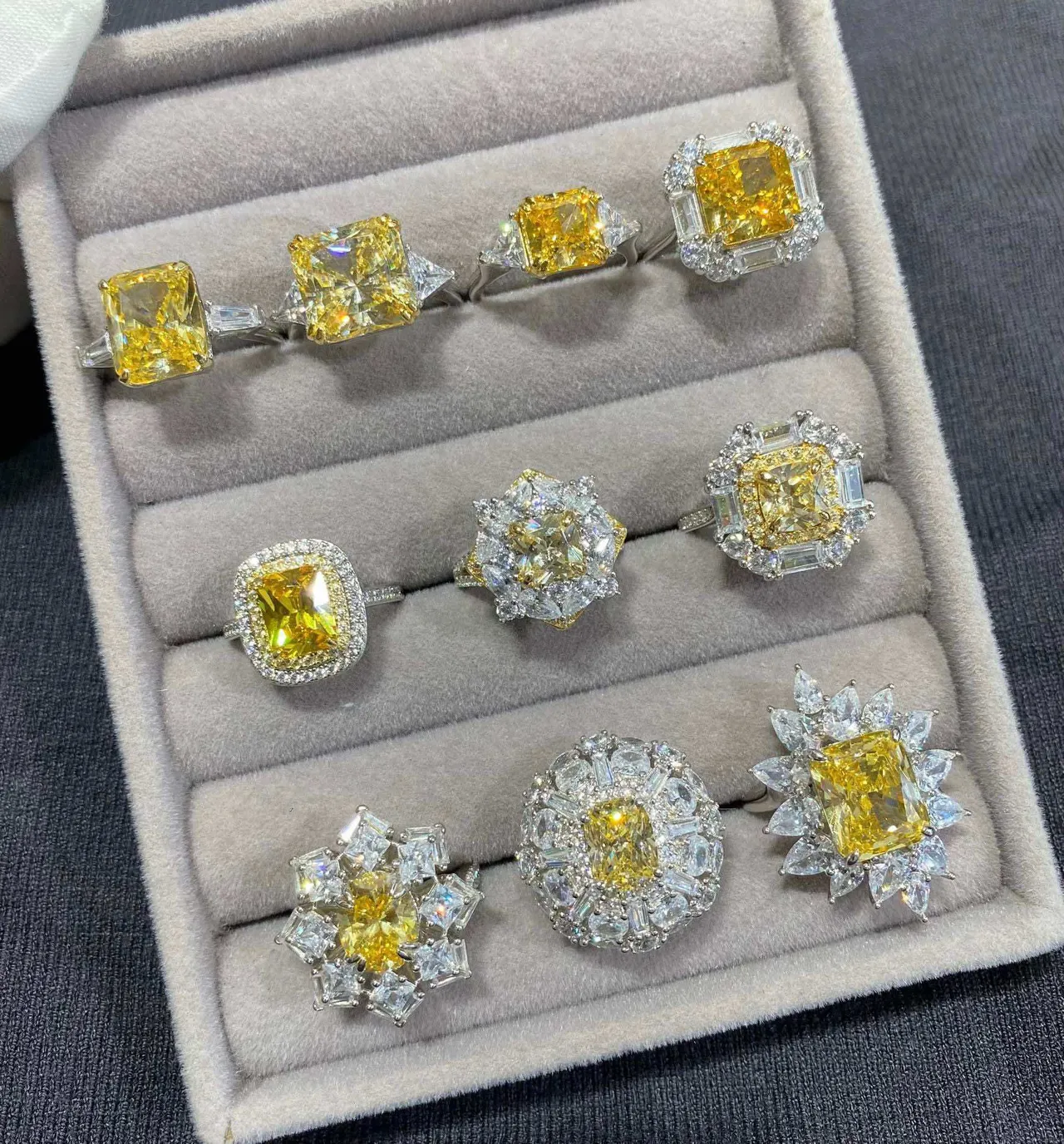Assorted Halo-Set Gemstone and Diamond Rings 5