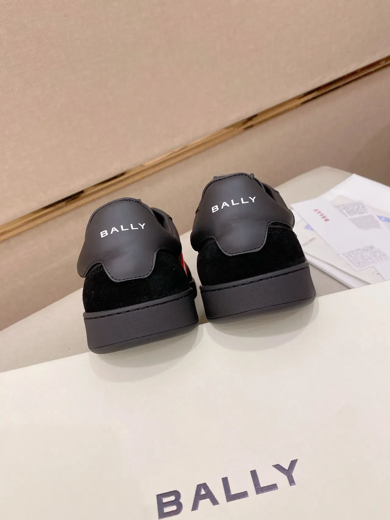 BALLY Black Red Panelled Suede And Leather Upper Striped Side Stripe Lifestyle Sneakers 3