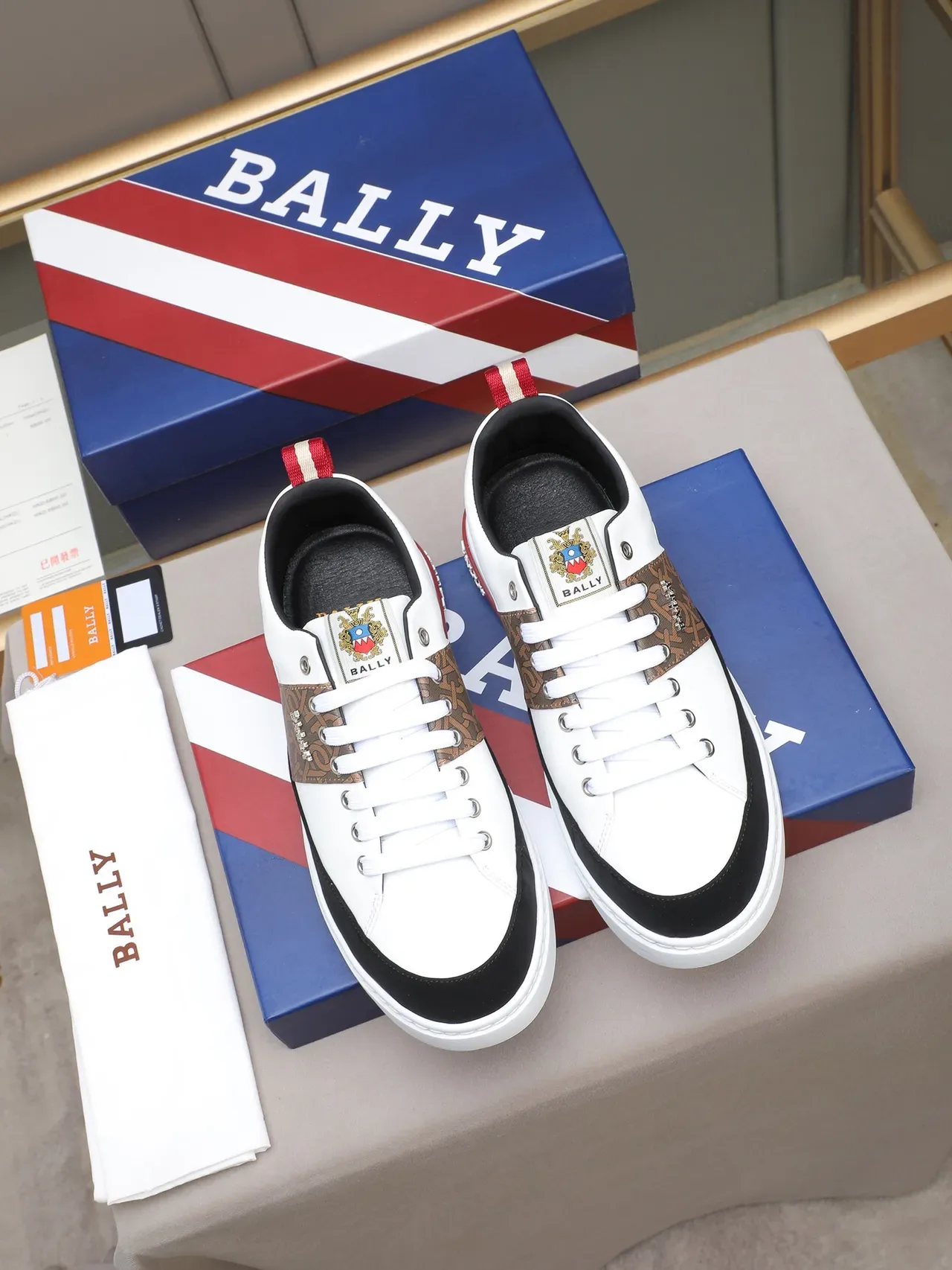 Bally Monogram Panel White Black Red Lifestyle Sneakers 2