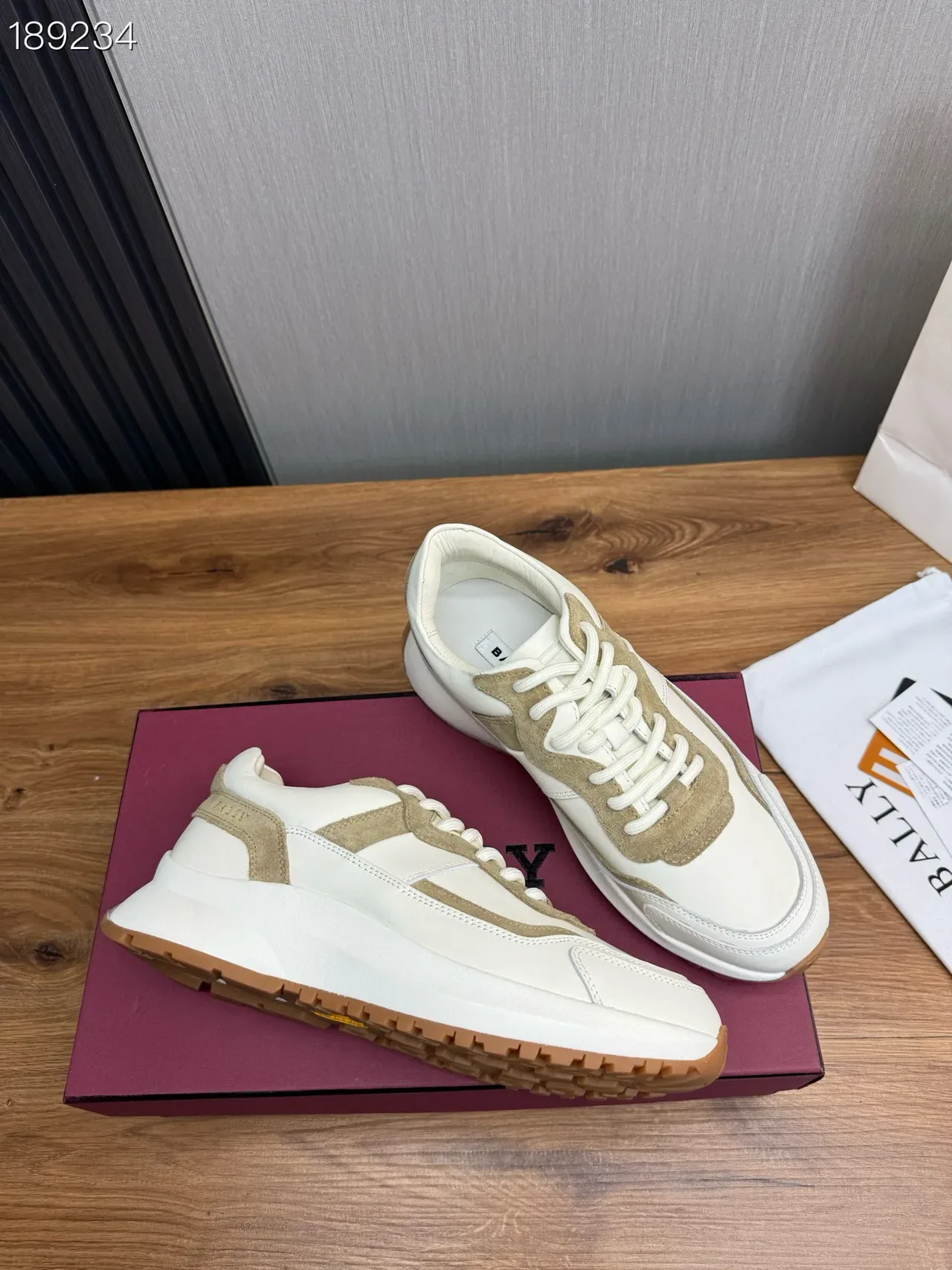 Bally White and Beige Panelled Lifestyle Sneakers 6