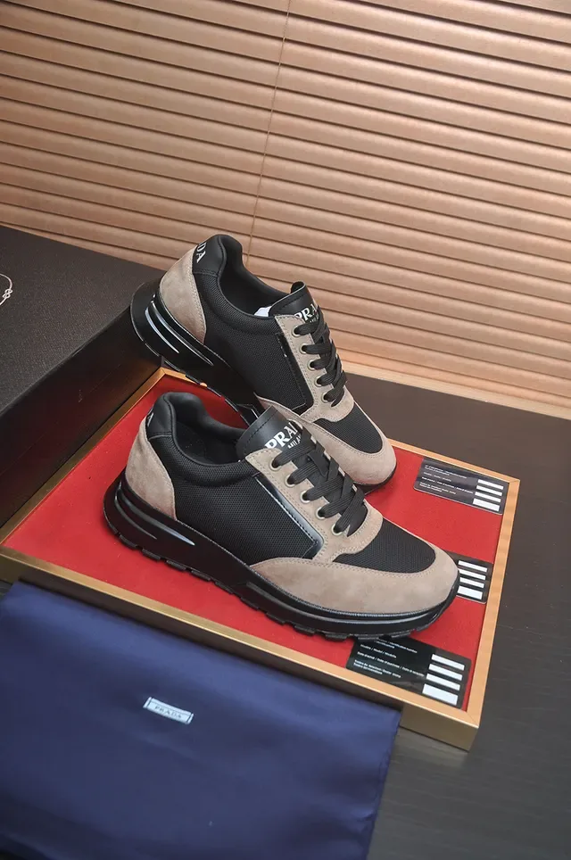 Beige and Black Mixed-Material Low-Top Lifestyle Sneaker 3