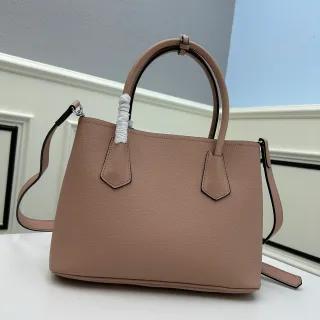 Beige and Black Structured Pebbled Leather Contrast Piping Handbag