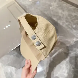 Beige Canvas Two-Button Adjustable Baseball Cap