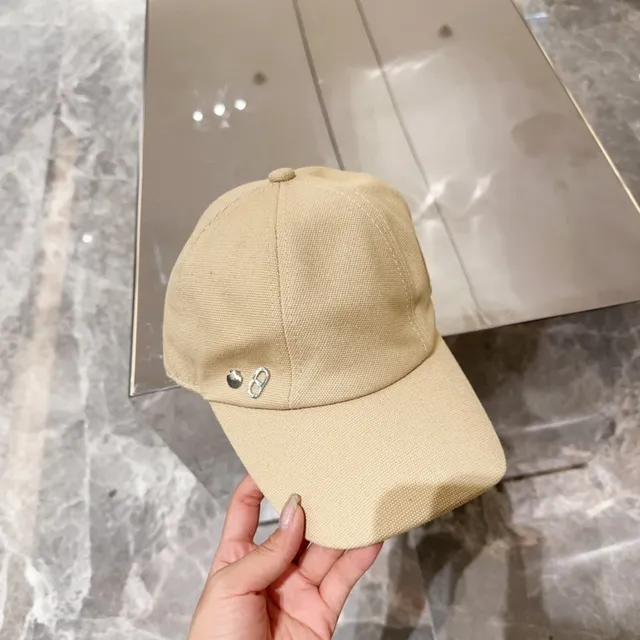 Beige Canvas Two-Button Adjustable Baseball Cap 5