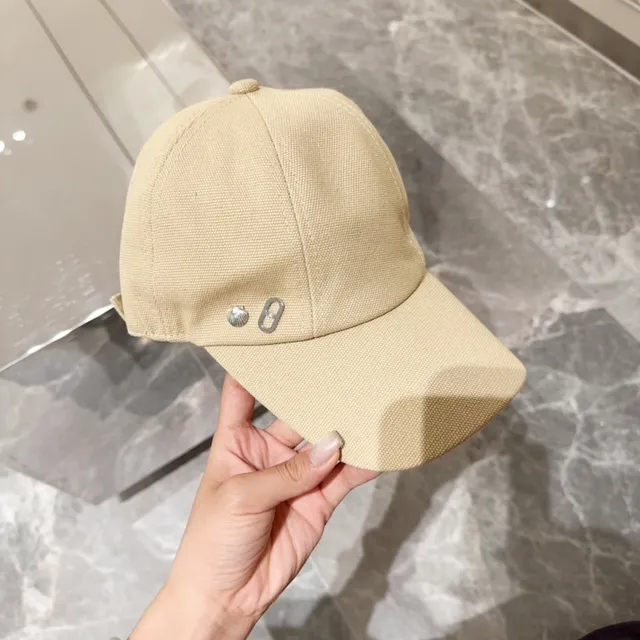 Beige Canvas Two-Button Adjustable Baseball Cap 6
