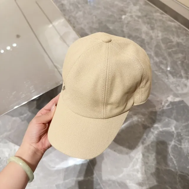 Beige Canvas Two-Button Adjustable Baseball Cap 7