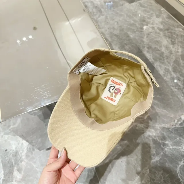 Beige Canvas Two-Button Adjustable Baseball Cap 9